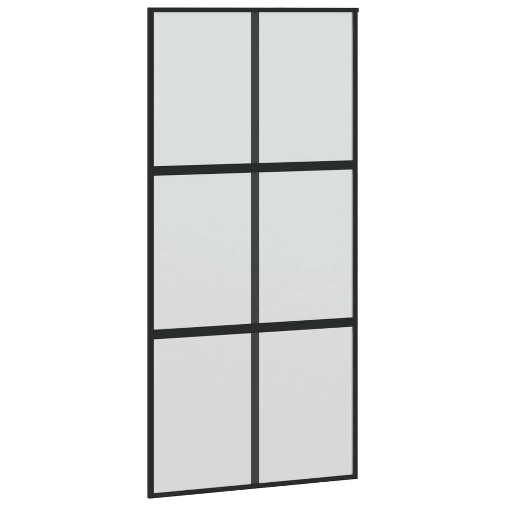 vidaXL Schiebetür Schwarz 102,5x205 cm Hartglas und Aluminium