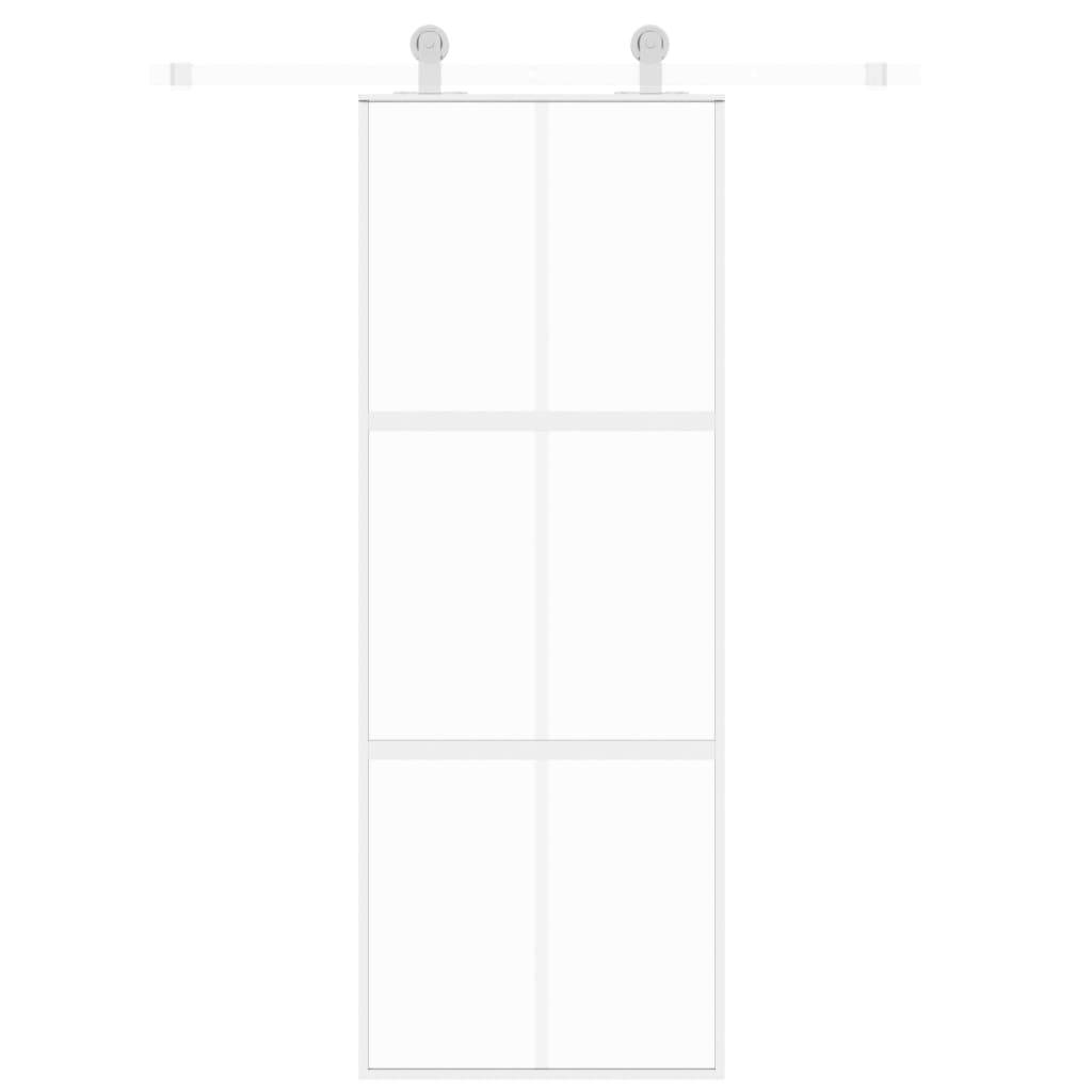 vidaXL Schiebetür Weiß 76x205 cm Hartglas und Aluminium