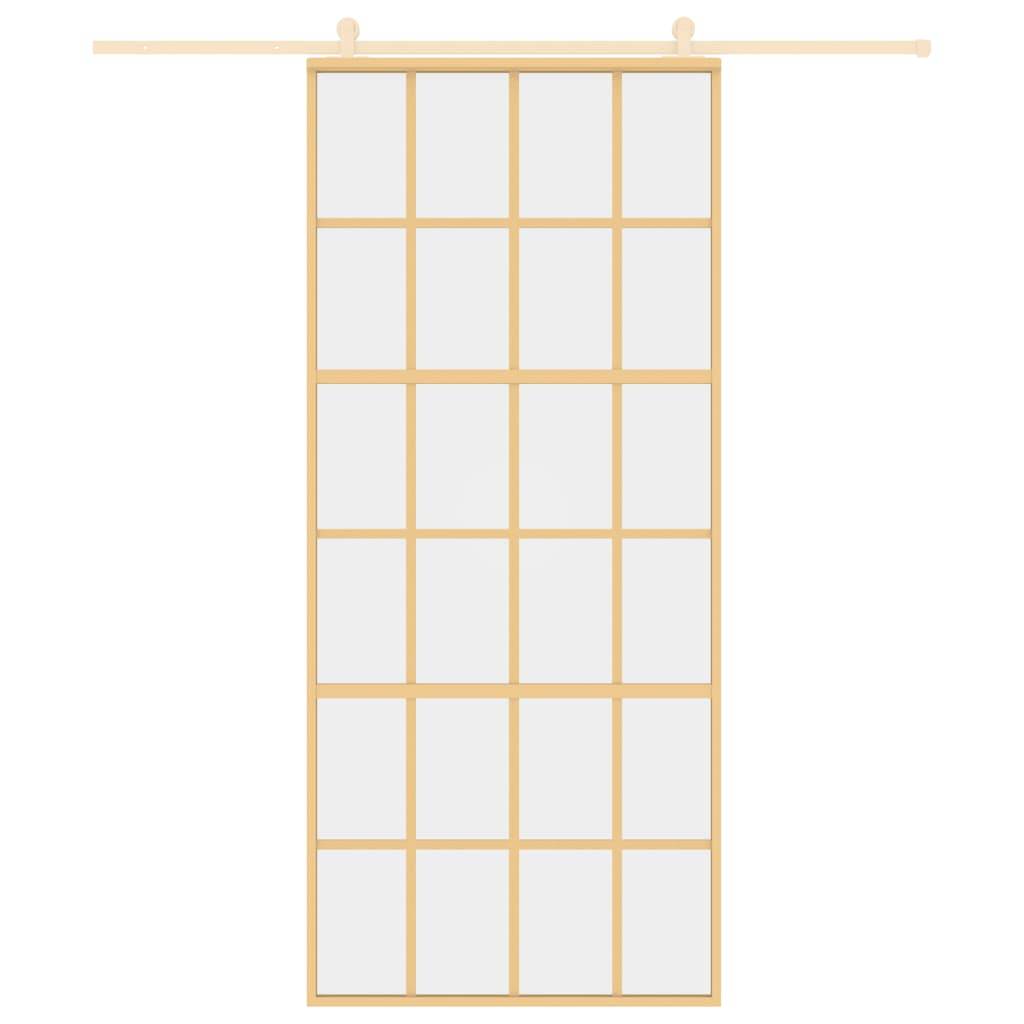 vidaXL Schiebetür Golden 90x205 cm ESG-Klarglas und Aluminium