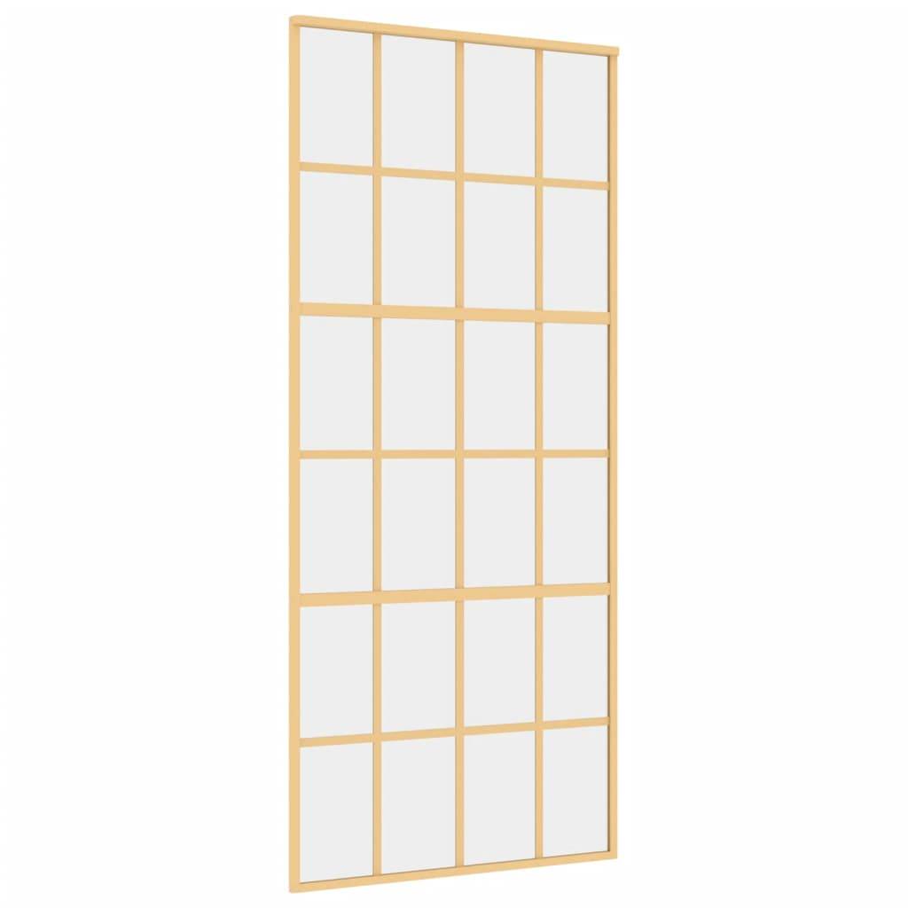 vidaXL Schiebetür Golden 90x205 cm ESG-Klarglas und Aluminium