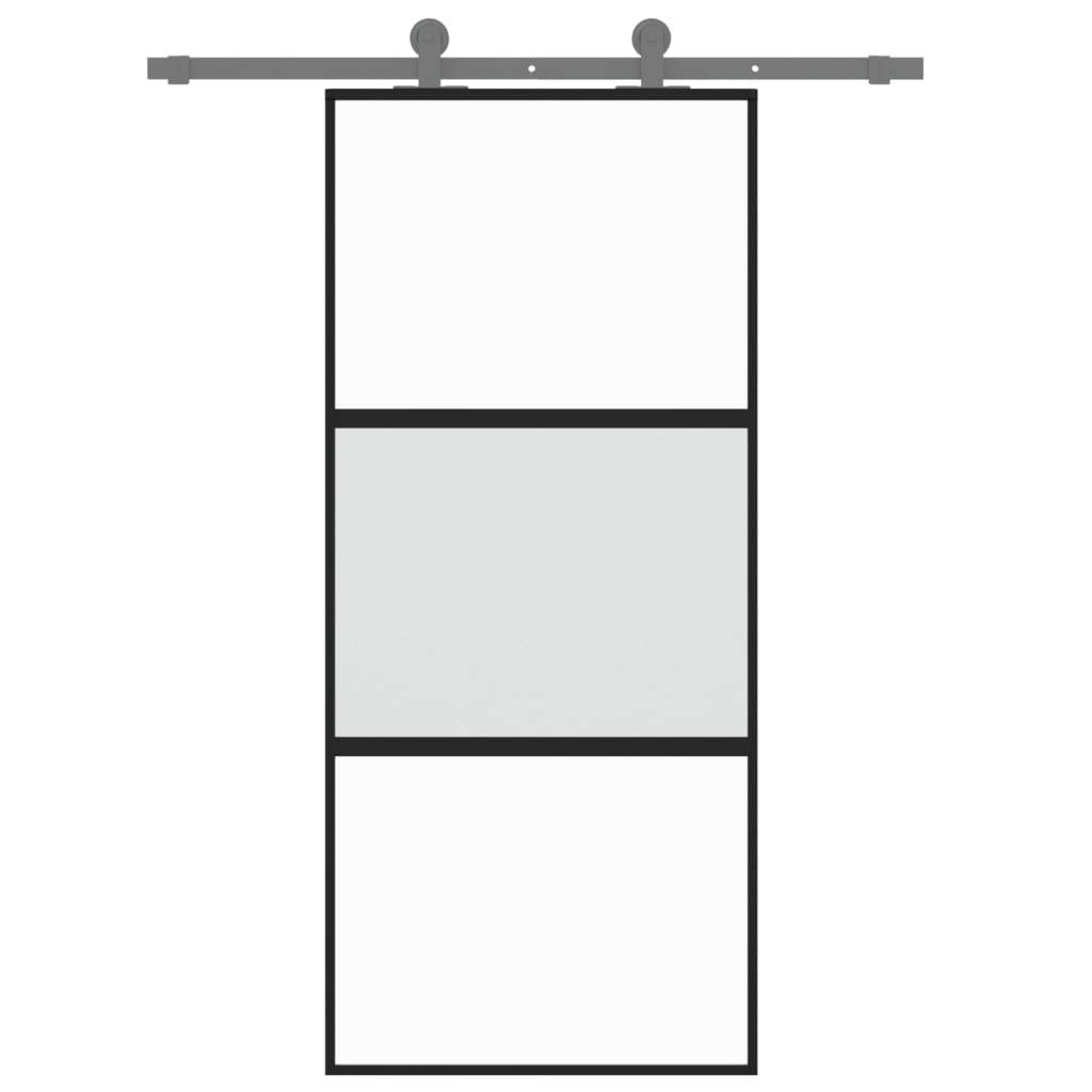 vidaXL Schiebetür Schwarz 90x205 cm Hartglas und Aluminium