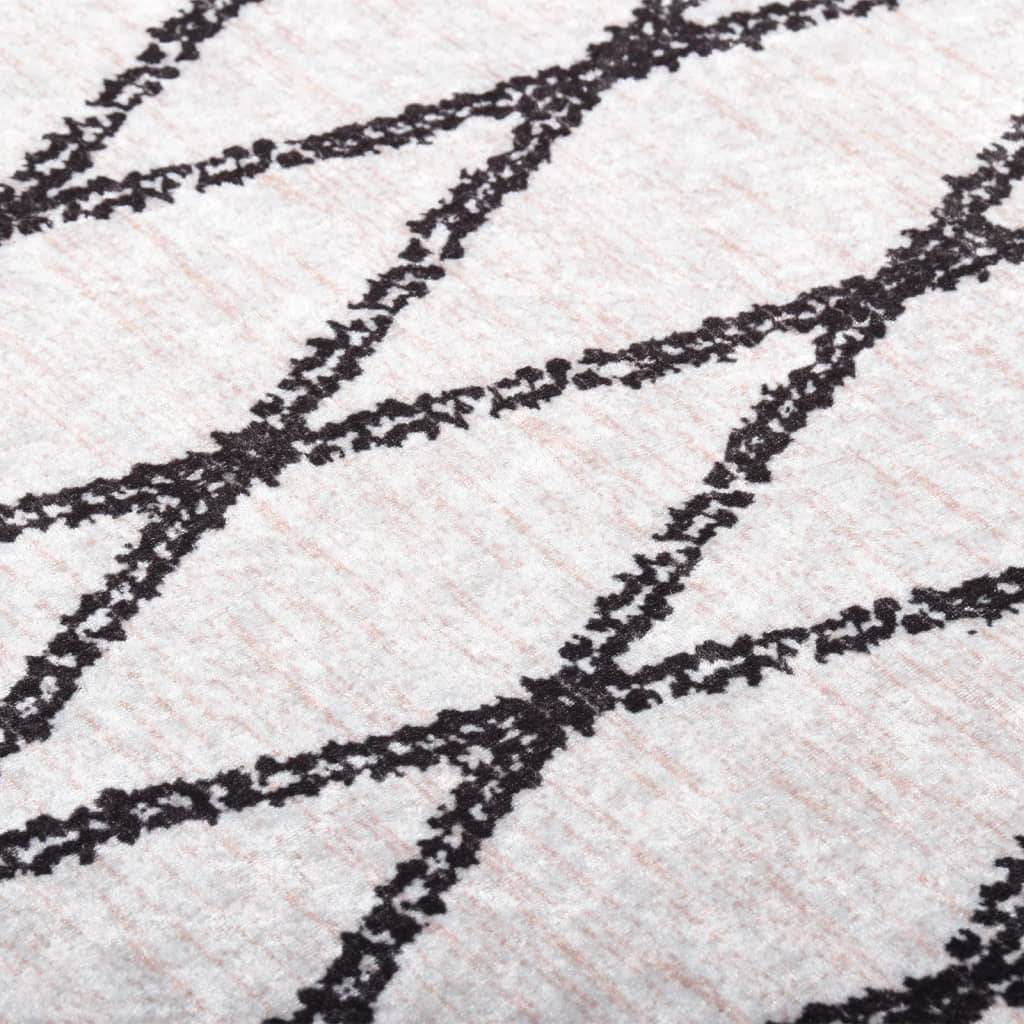 vidaXL Teppich Waschbar 80x150 cm Schwarz und Weiß Rutschfest