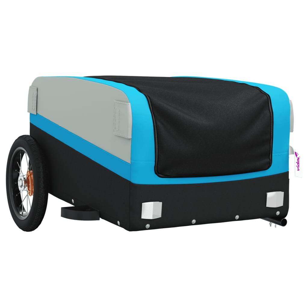 vidaXL Fahrradanhänger Schwarz und Blau 30 kg Eisen