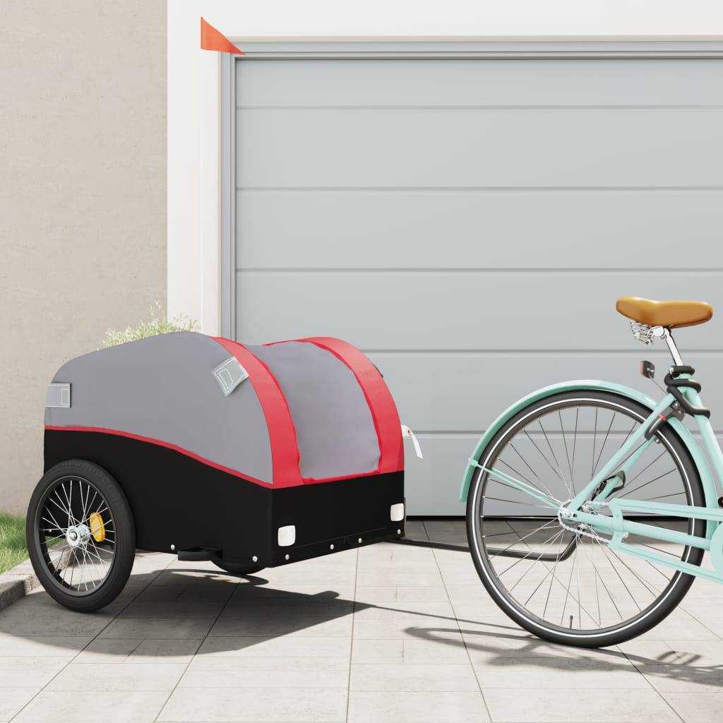 vidaXL Fahrradanhänger Schwarz und Rot 45 kg Eisen