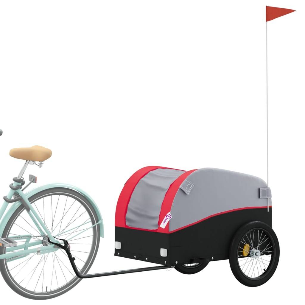 vidaXL Fahrradanhänger Schwarz und Rot 45 kg Eisen