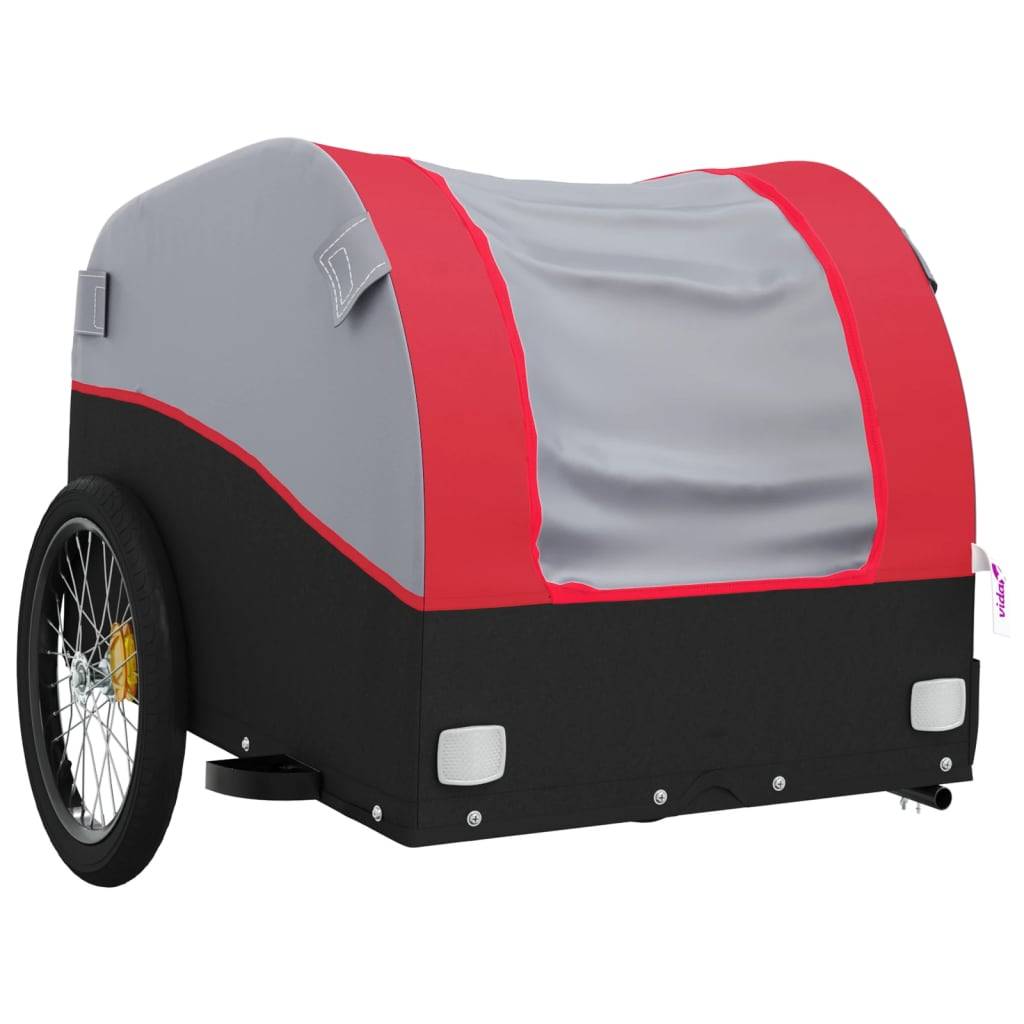 vidaXL Fahrradanhänger Schwarz und Rot 45 kg Eisen
