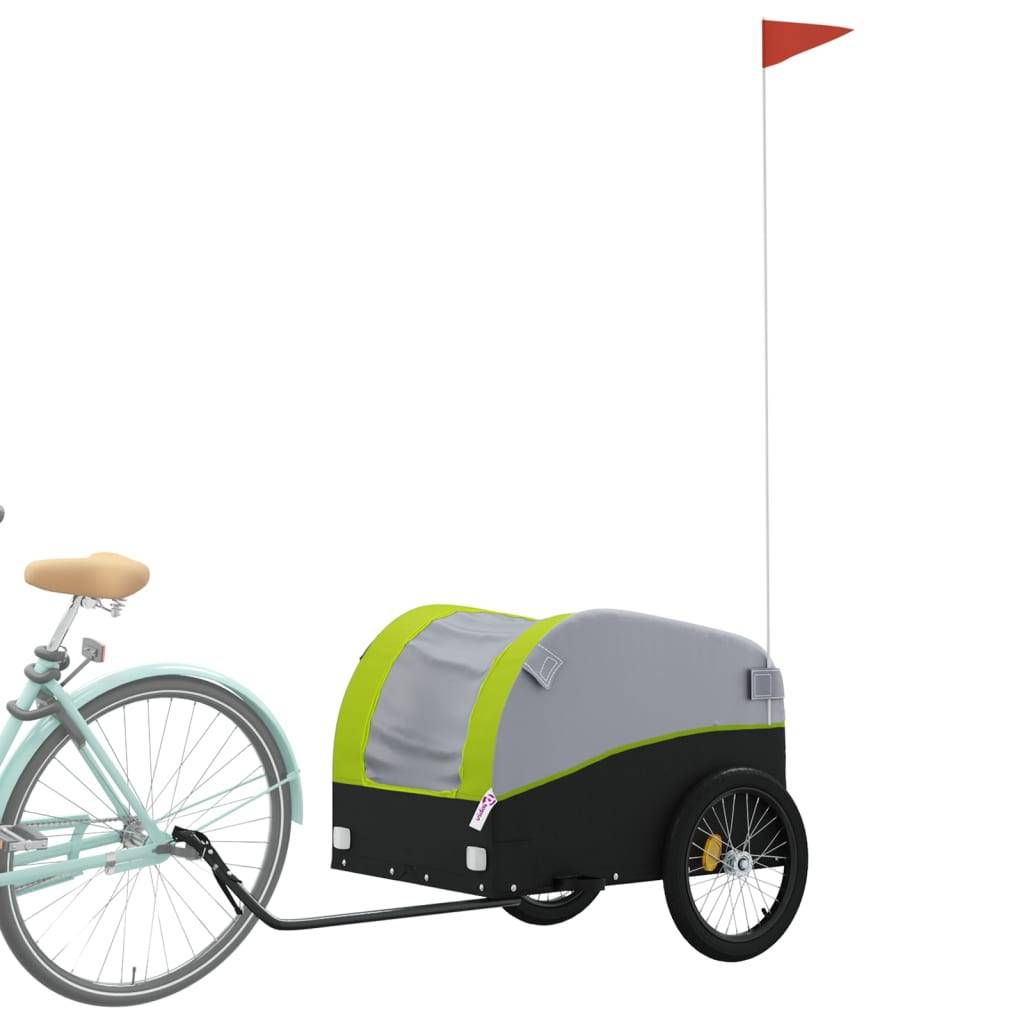 vidaXL Fahrradanhänger Schwarz und Grün 45 kg Eisen