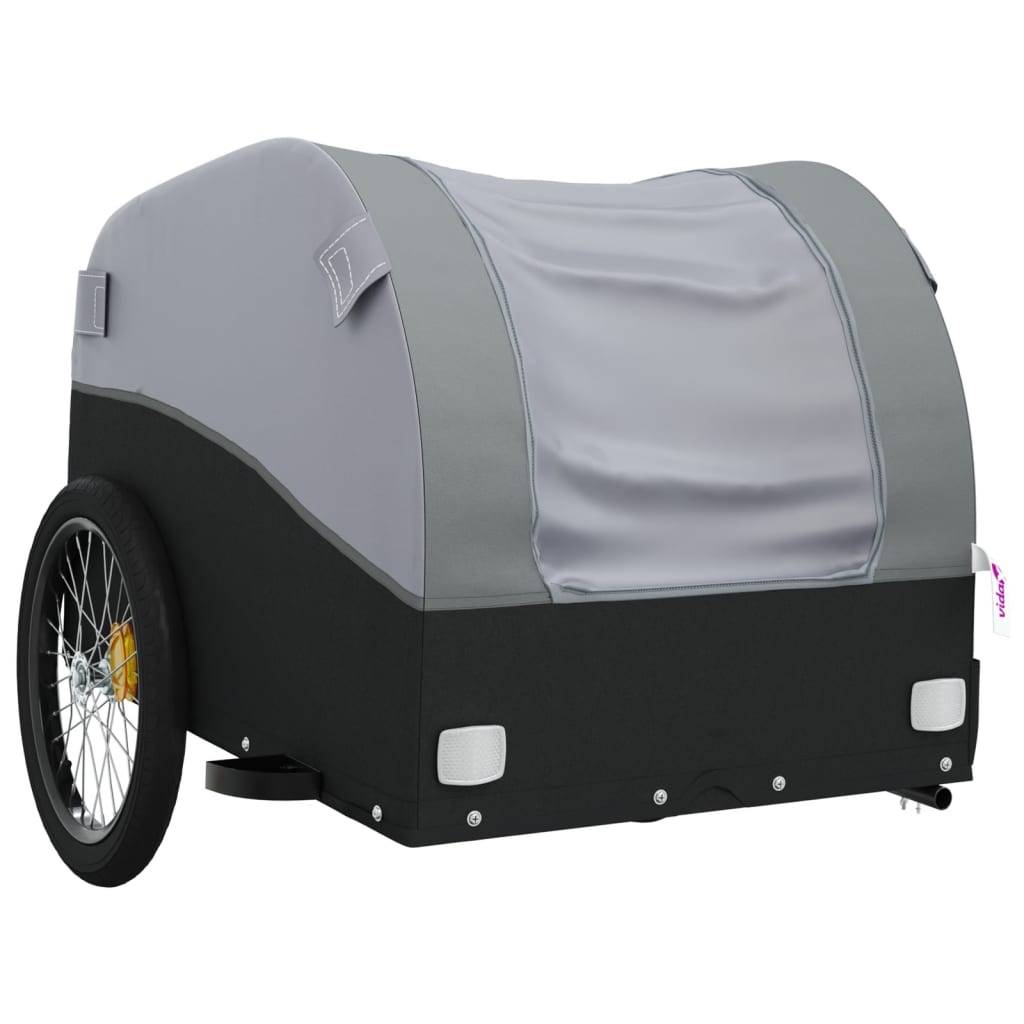 vidaXL Fahrradanhänger Schwarz und Grau 45 kg Eisen