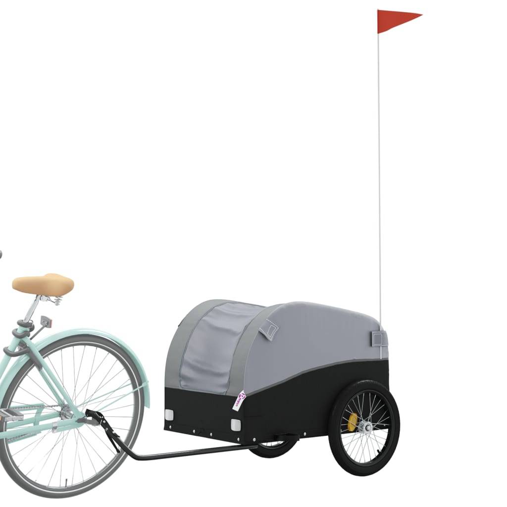 vidaXL Fahrradanhänger Schwarz und Grau 45 kg Eisen