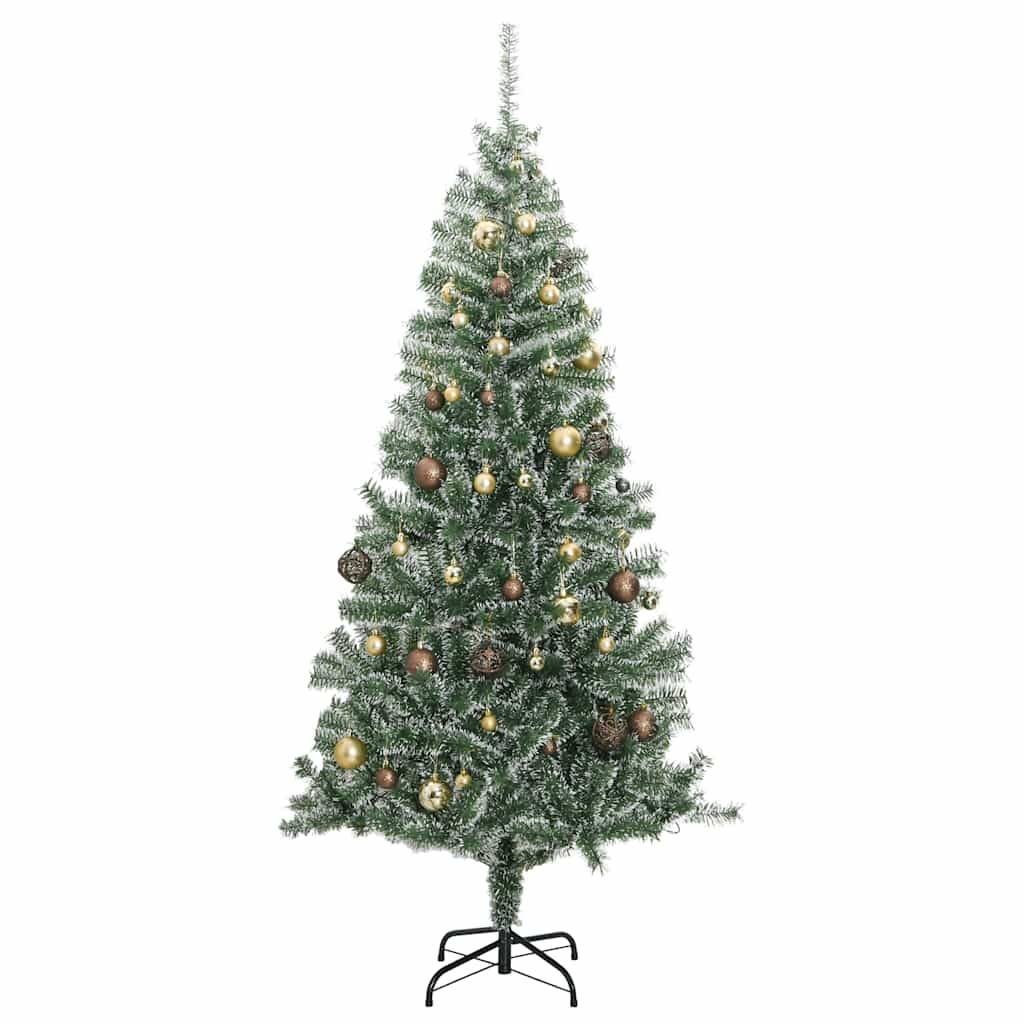 vidaXL Künstlicher Weihnachtsbaum 300 LEDs & Kugeln Beschneit 210 cm