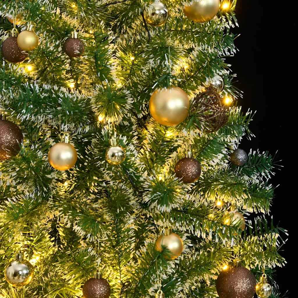 vidaXL Künstlicher Weihnachtsbaum 300 LEDs & Kugeln Beschneit 210 cm