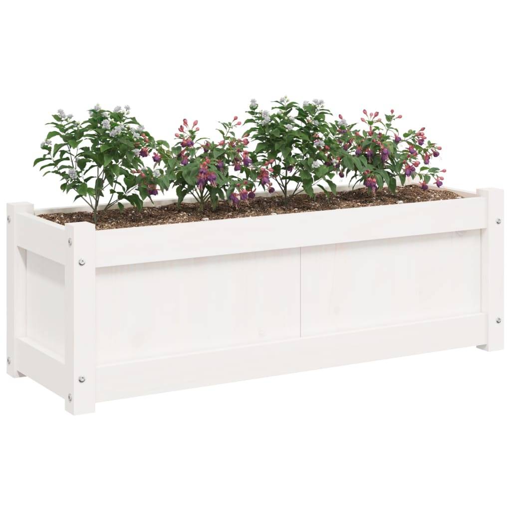 vidaXL Pflanzkübel Weiß 90x31x31 cm Massivholz Kiefer