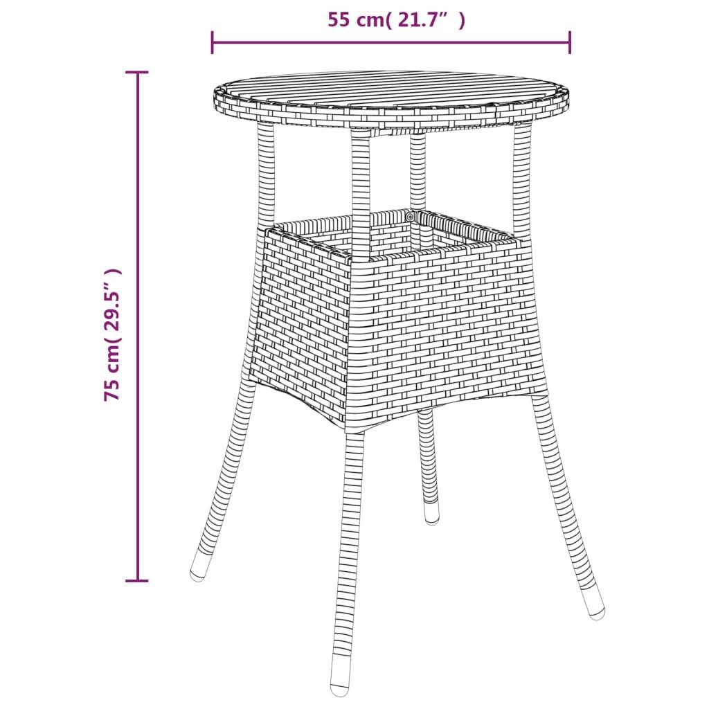 vidaXL 5-tlg. Garten-Bistro-Set mit Kissen Grau Poly Rattan