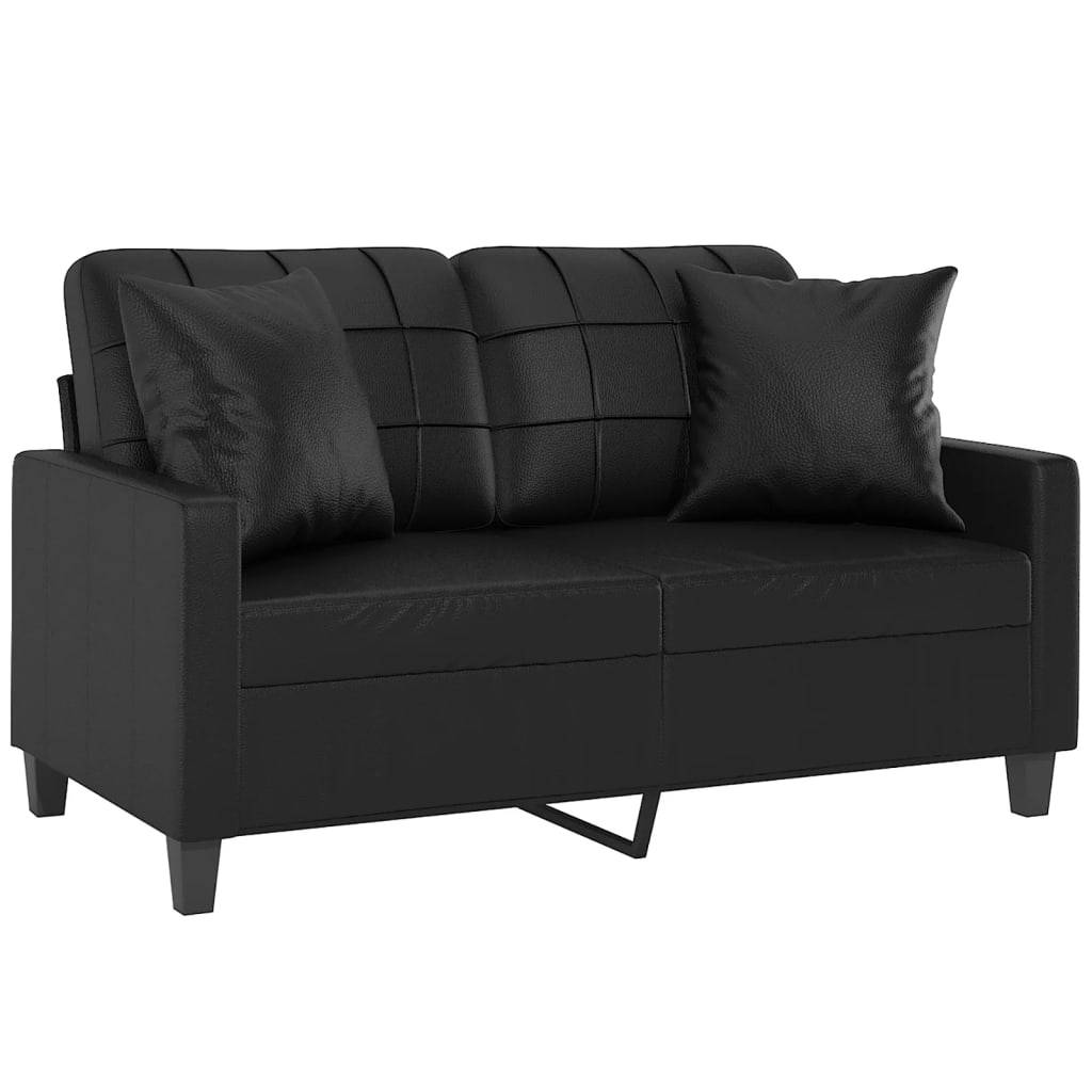 vidaXL 2-Sitzer-Sofa mit Zierkissen Schwarz 120 cm Kunstleder