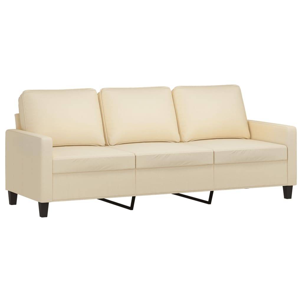 vidaXL 3-Sitzer-Sofa mit Hocker Creme 180 cm Stoff