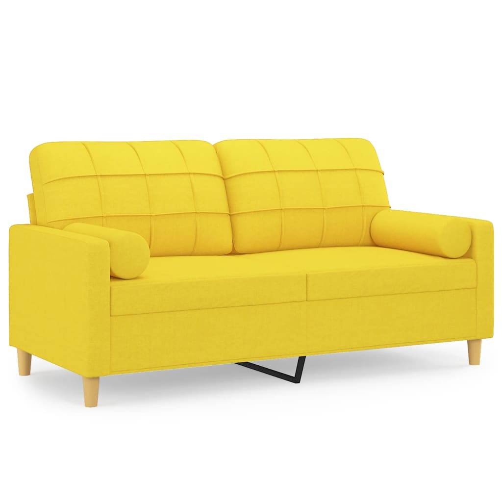 vidaXL 2-Sitzer-Sofa mit Zierkissen Hellgelb 140 cm Stoff