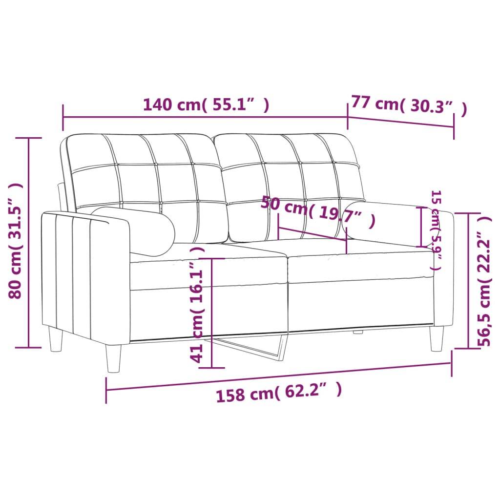 vidaXL 2-Sitzer-Sofa mit Zierkissen Hellgelb 140 cm Stoff