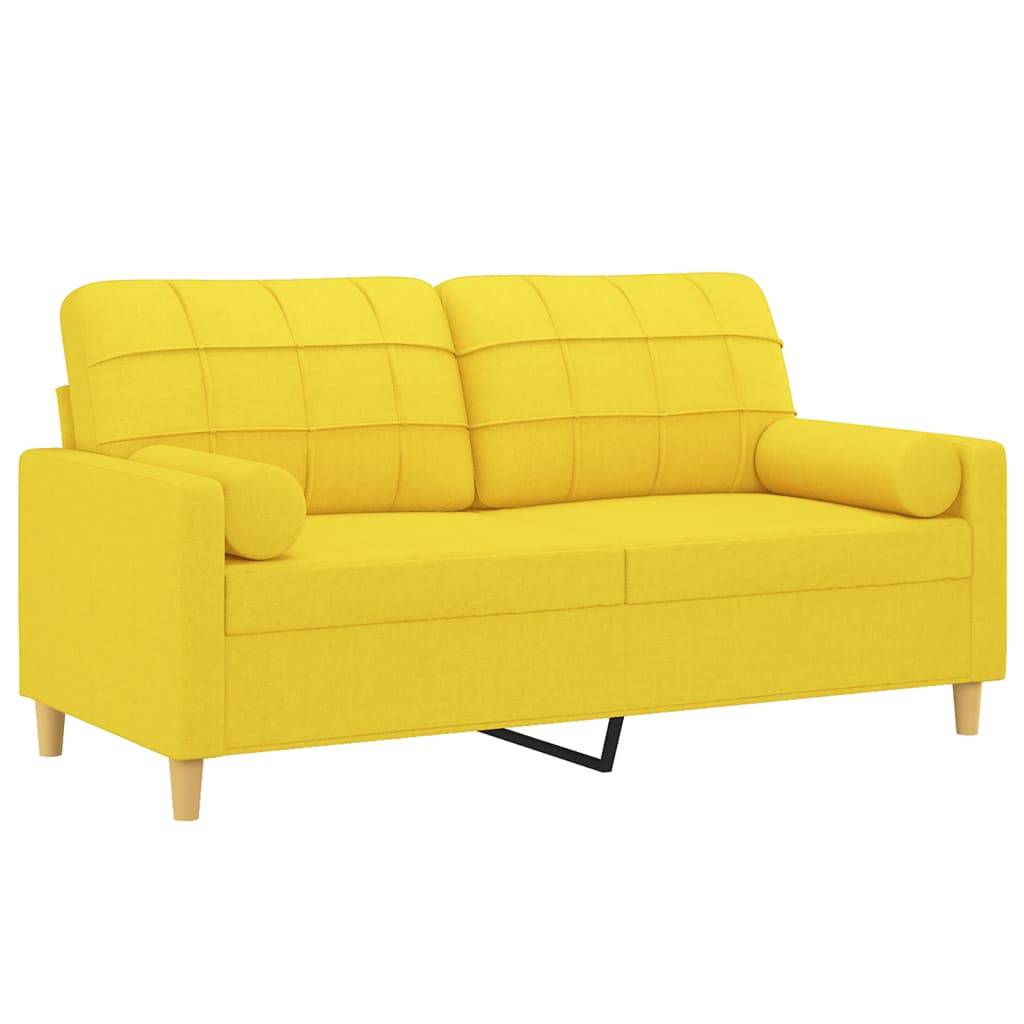 vidaXL 2-Sitzer-Sofa mit Zierkissen Hellgelb 140 cm Stoff