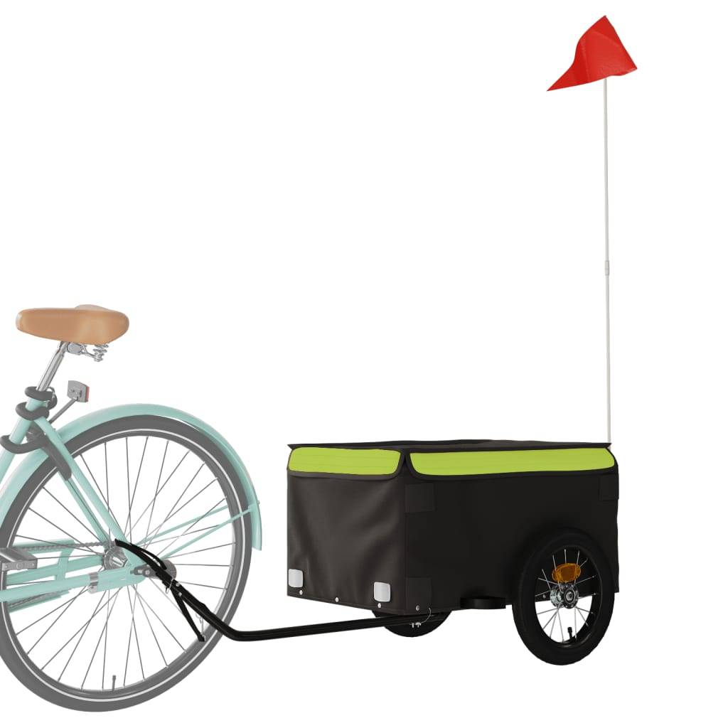vidaXL Fahrradanhänger Schwarz und Grün 30 kg Eisen