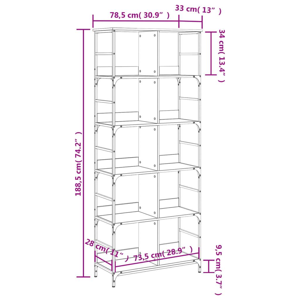 vidaXL Bücherregal Sonoma-Eiche 78,5x33x188,5 cm Holzwerkstoff