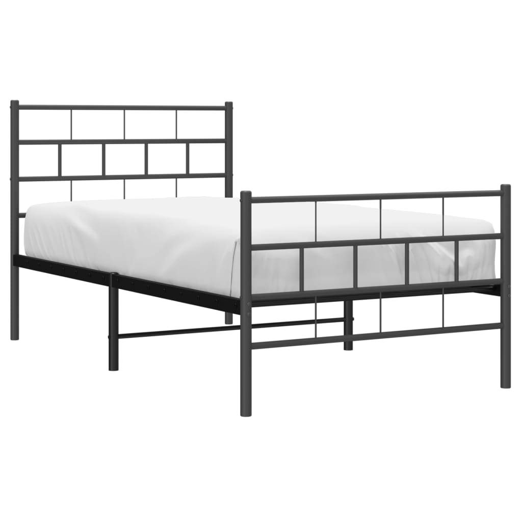 vidaXL Bettgestell mit Kopf- und Fußteil Metall Schwarz 75x190 cm