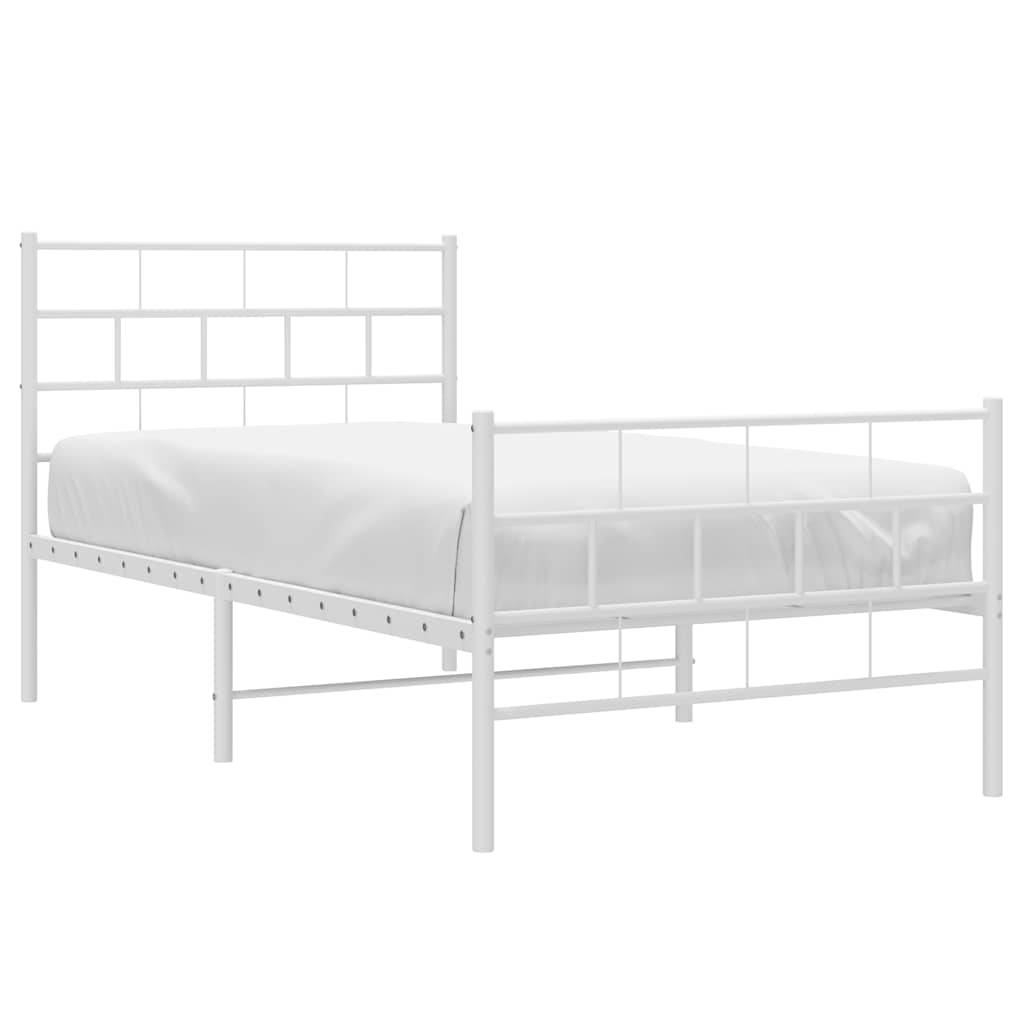 vidaXL Bettgestell mit Kopf- und Fußteil Metall Weiß 100x190 cm