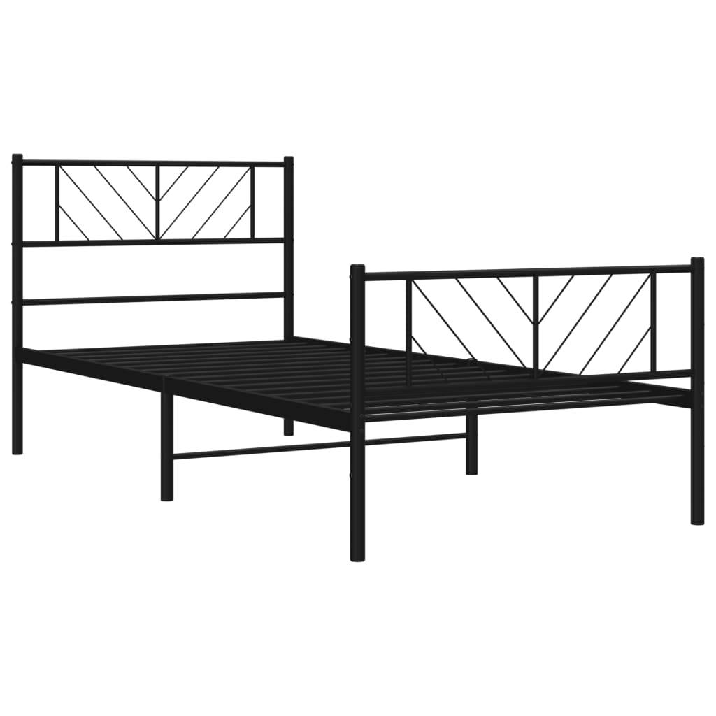 vidaXL Bettgestell mit Kopf- und Fußteil Metall Schwarz 90x190 cm