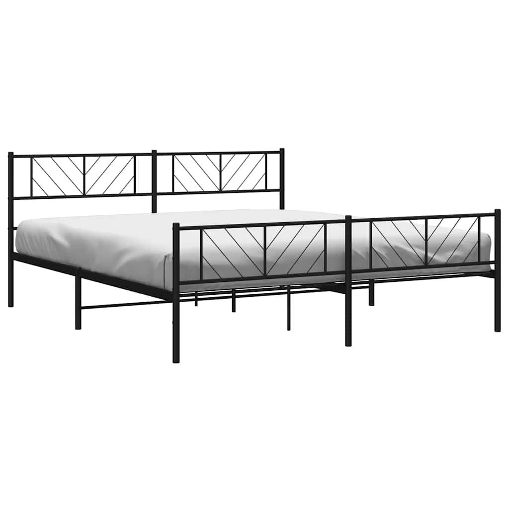 vidaXL Bettgestell mit Kopf- und Fußteil Metall Schwarz 183x213 cm