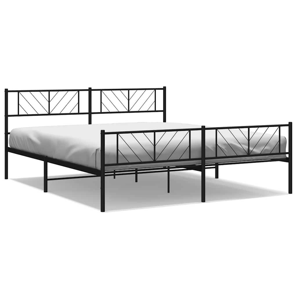 vidaXL Bettgestell mit Kopf- und Fußteil Metall Schwarz 183x213 cm