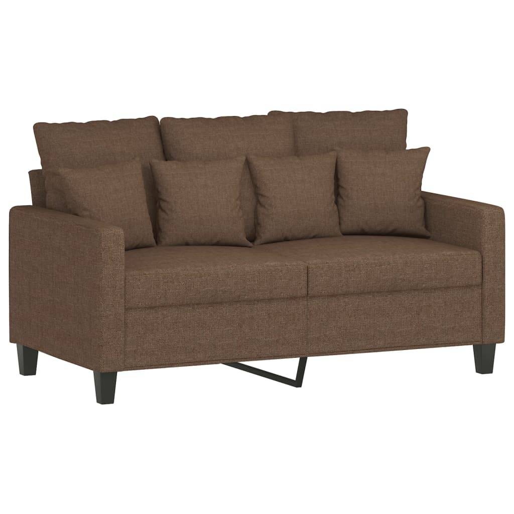 vidaXL 3-tlg. Sofagarnitur mit Kissen Braun Stoff