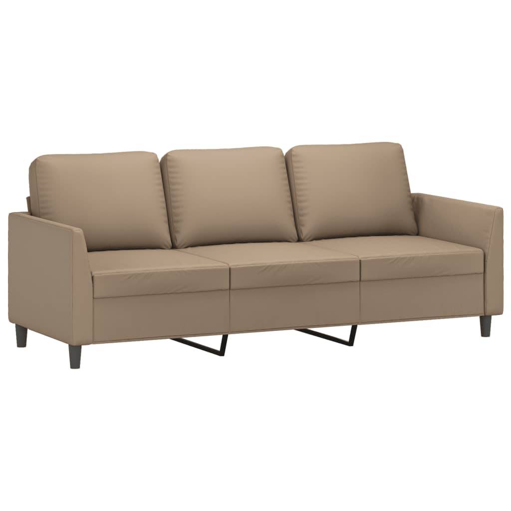 vidaXL 3-Sitzer-Sofa mit Hocker Cappuccino-Braun 180 cm Kunstleder