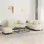 vidaXL 3-tlg. Sofagarnitur mit Kissen Creme Kunstleder vidaXL 3-tlg. Sofagarnitur mit Kissen Creme Kunstleder