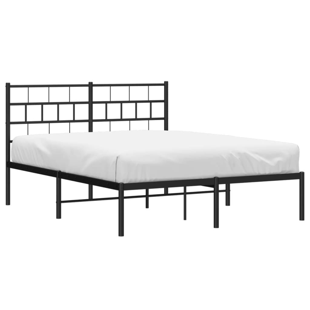 vidaXL Bettgestell mit Kopfteil Metall Schwarz 140x190 cm
