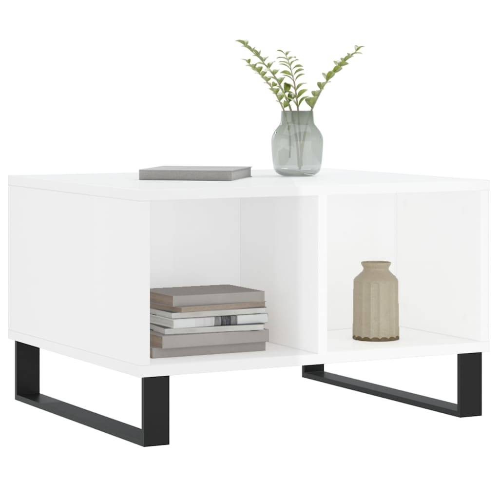 vidaXL Couchtisch Hochglanz-Weiß 60x50x36,5 cm Holzwerkstoff