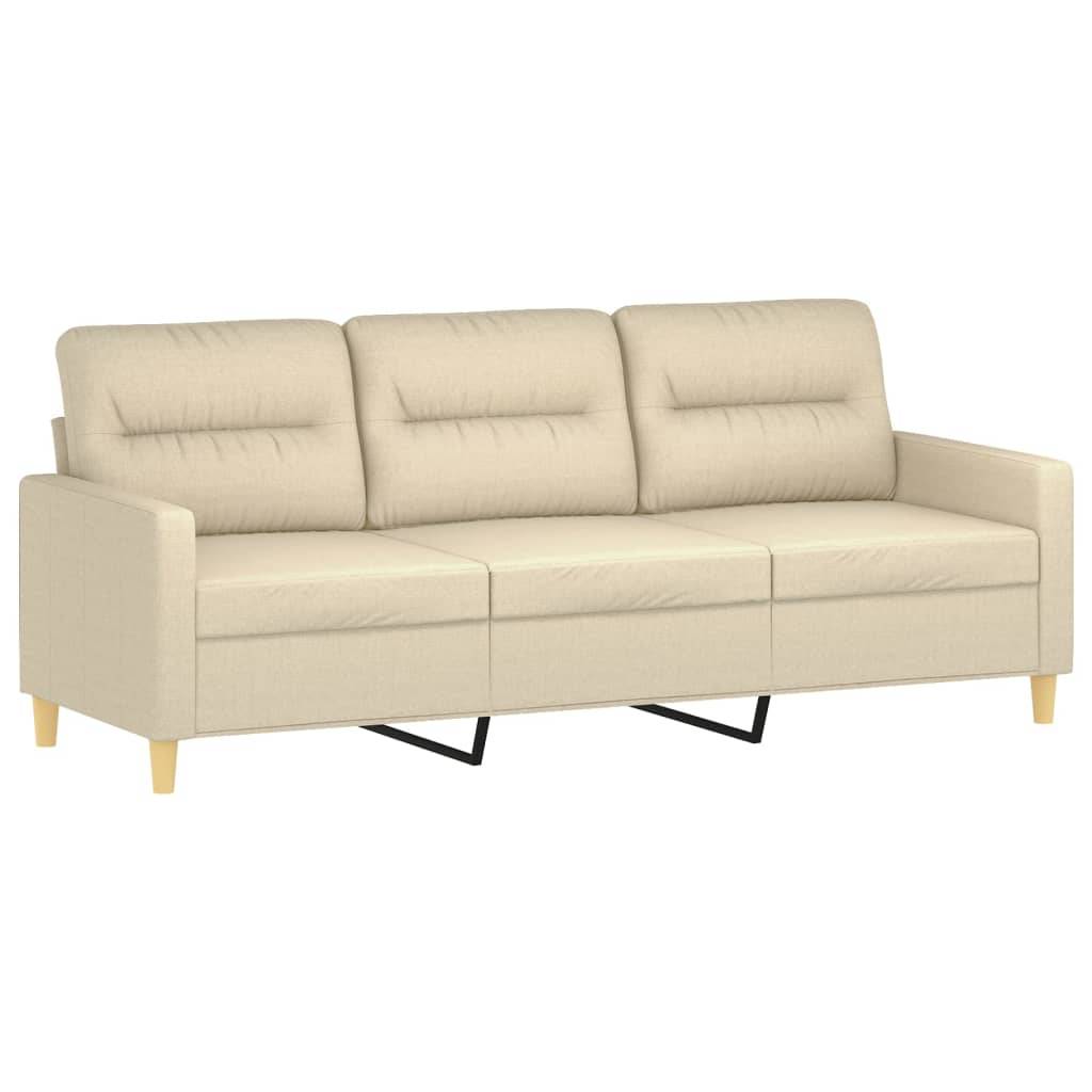 vidaXL 3-Sitzer-Sofa Creme 180 cm Stoff