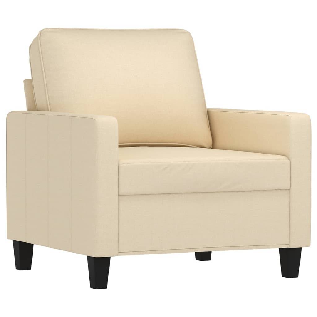 vidaXL 3-tlg. Sofagarnitur mit Kissen Creme Stoff