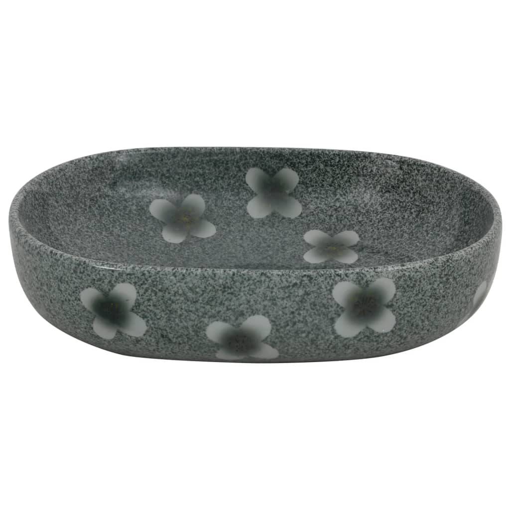 vidaXL Aufsatzwaschbecken Blau Oval 59x40x14 cm Keramik