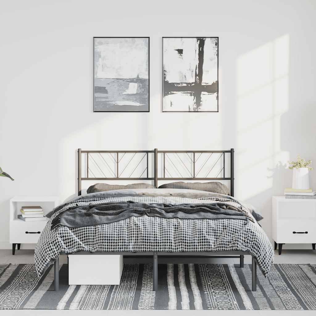 vidaXL Bettgestell mit Kopfteil Metall Schwarz 135x190 cm