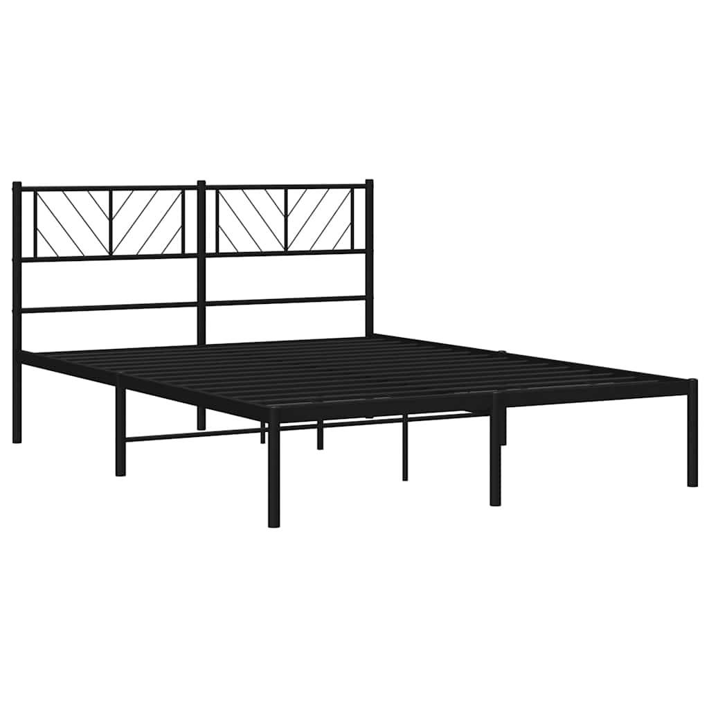 vidaXL Bettgestell mit Kopfteil Metall Schwarz 135x190 cm