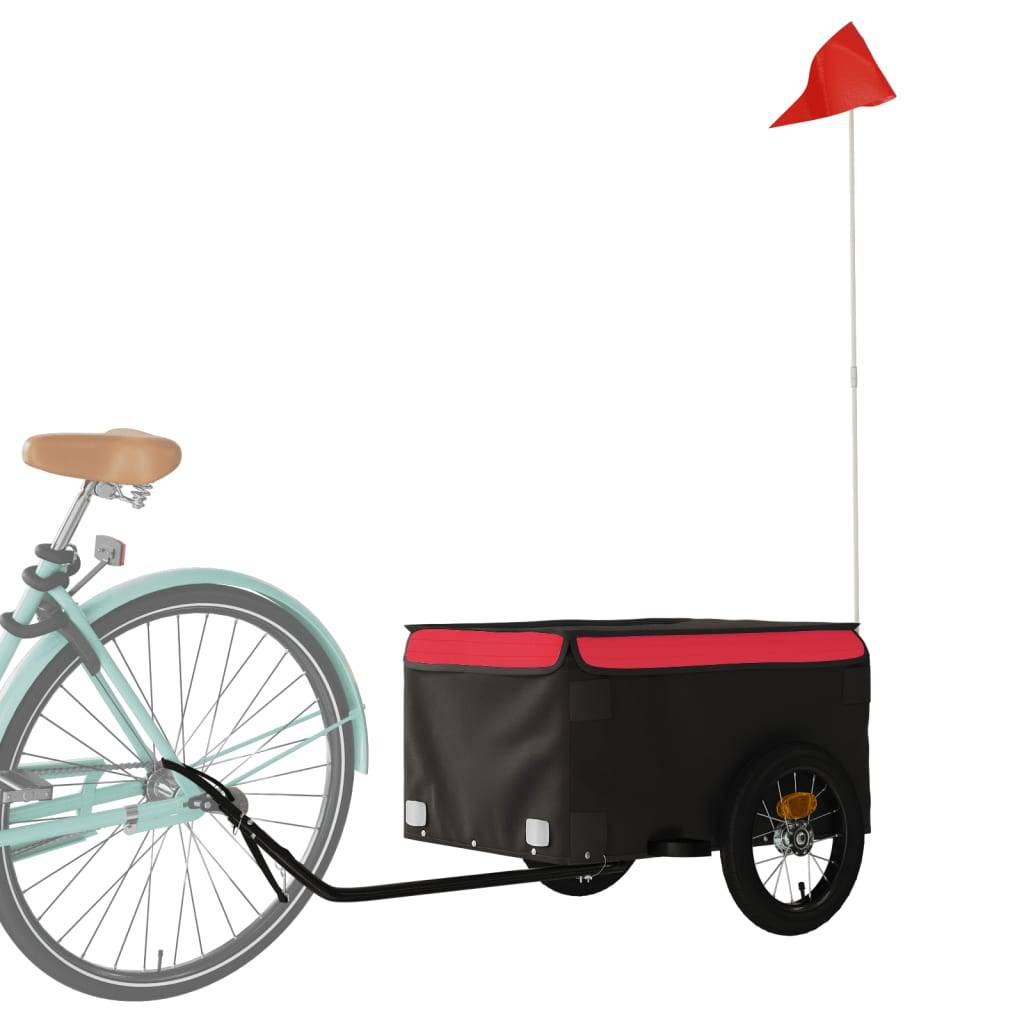vidaXL Fahrradanhänger Schwarz und Rot 30 kg Eisen