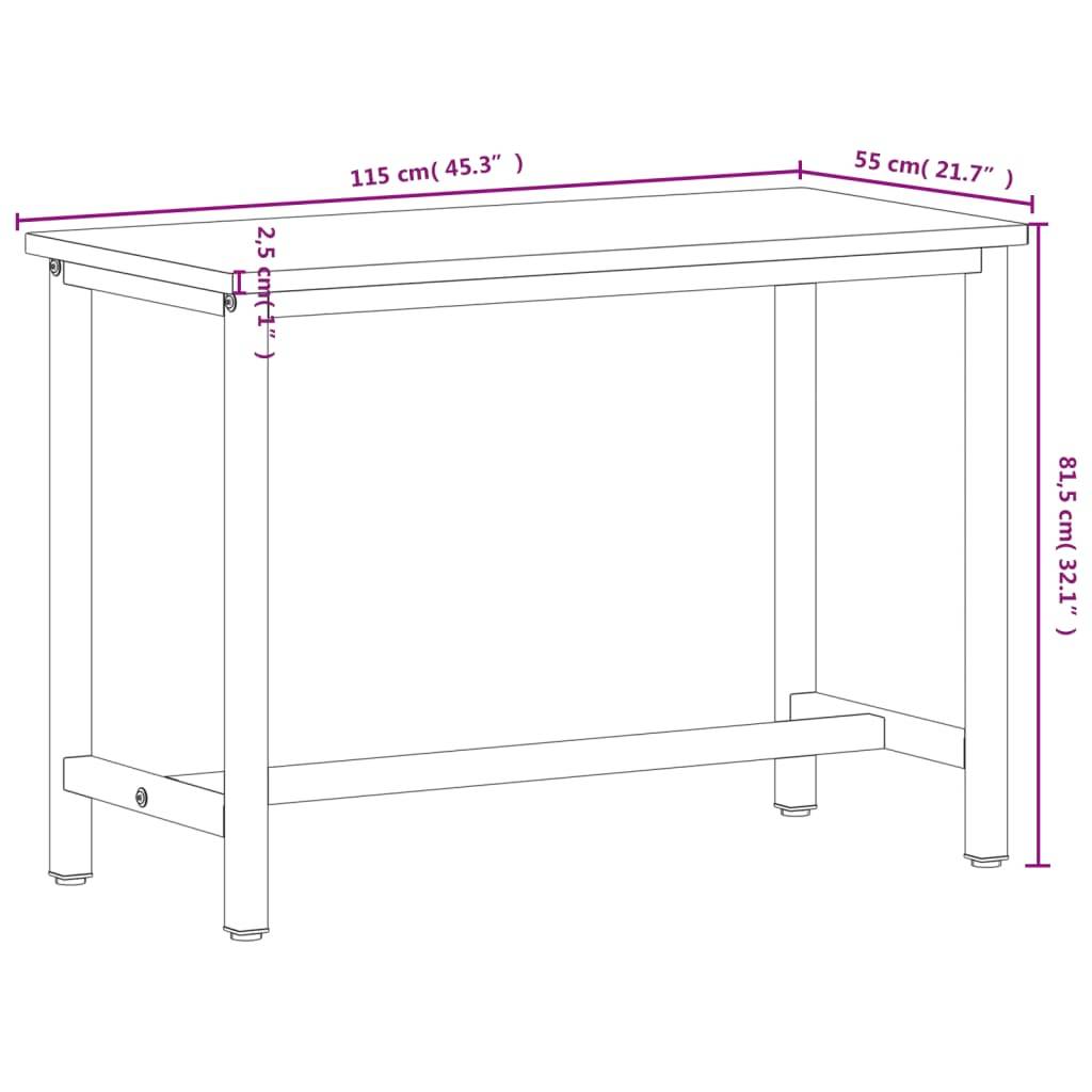 vidaXL Werkbank 115x55x81,5 cm Massivholz Buche und Metall