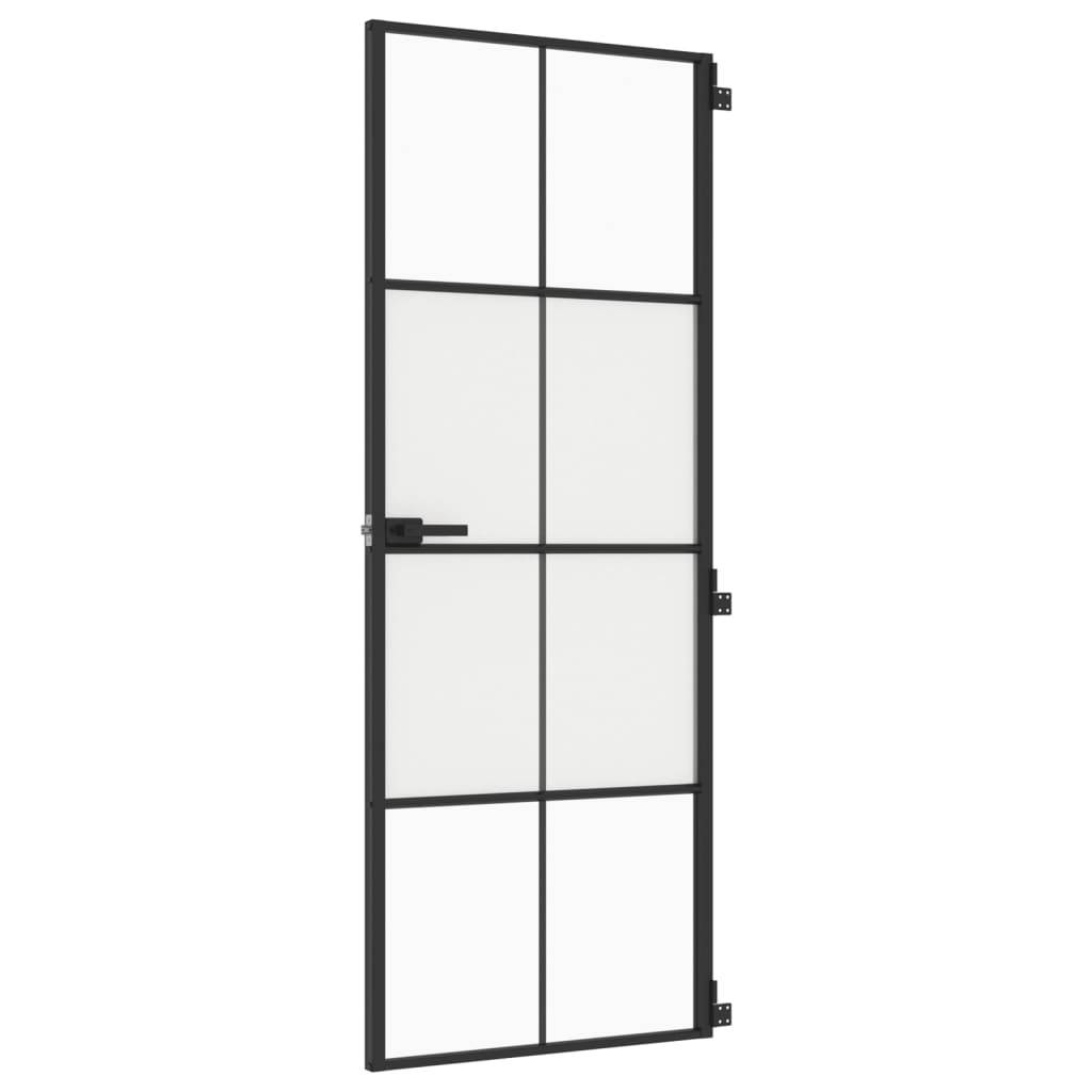 vidaXL Innentür Schlank Schwarz 76x201,5 cm Hartglas und Aluminium