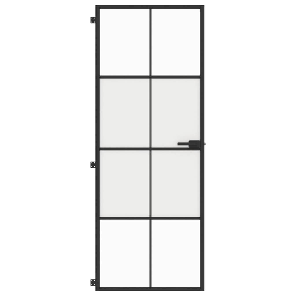 vidaXL Innentür Schlank Schwarz 76x201,5 cm Hartglas und Aluminium