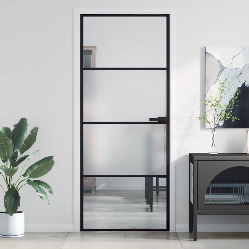 vidaXL Innentür Schlank Schwarz 83x201,5 cm Hartglas & Aluminium
