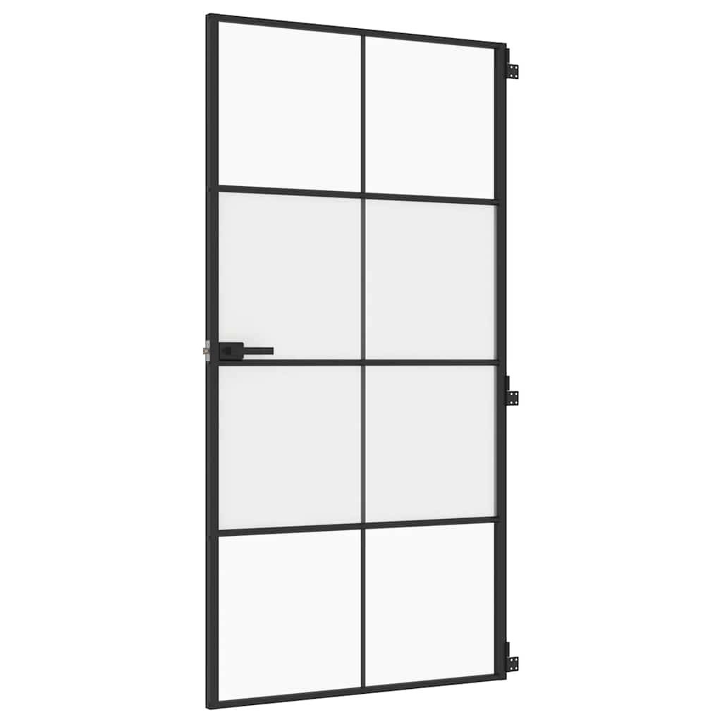 vidaXL Innentür Schlank Schwarz 102,5x201,5 cm Hartglas & Aluminium