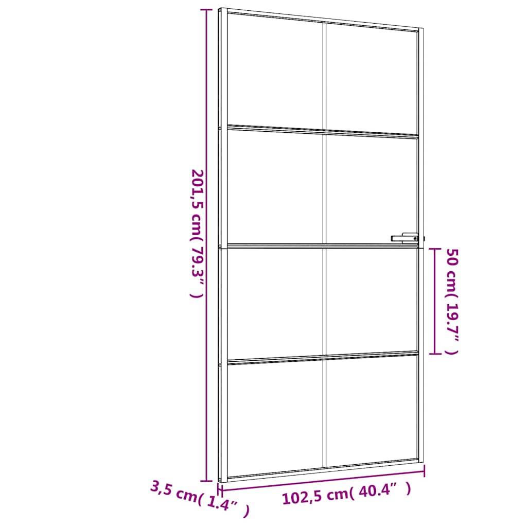 vidaXL Innentür Schlank Schwarz 102,5x201,5 cm Hartglas & Aluminium