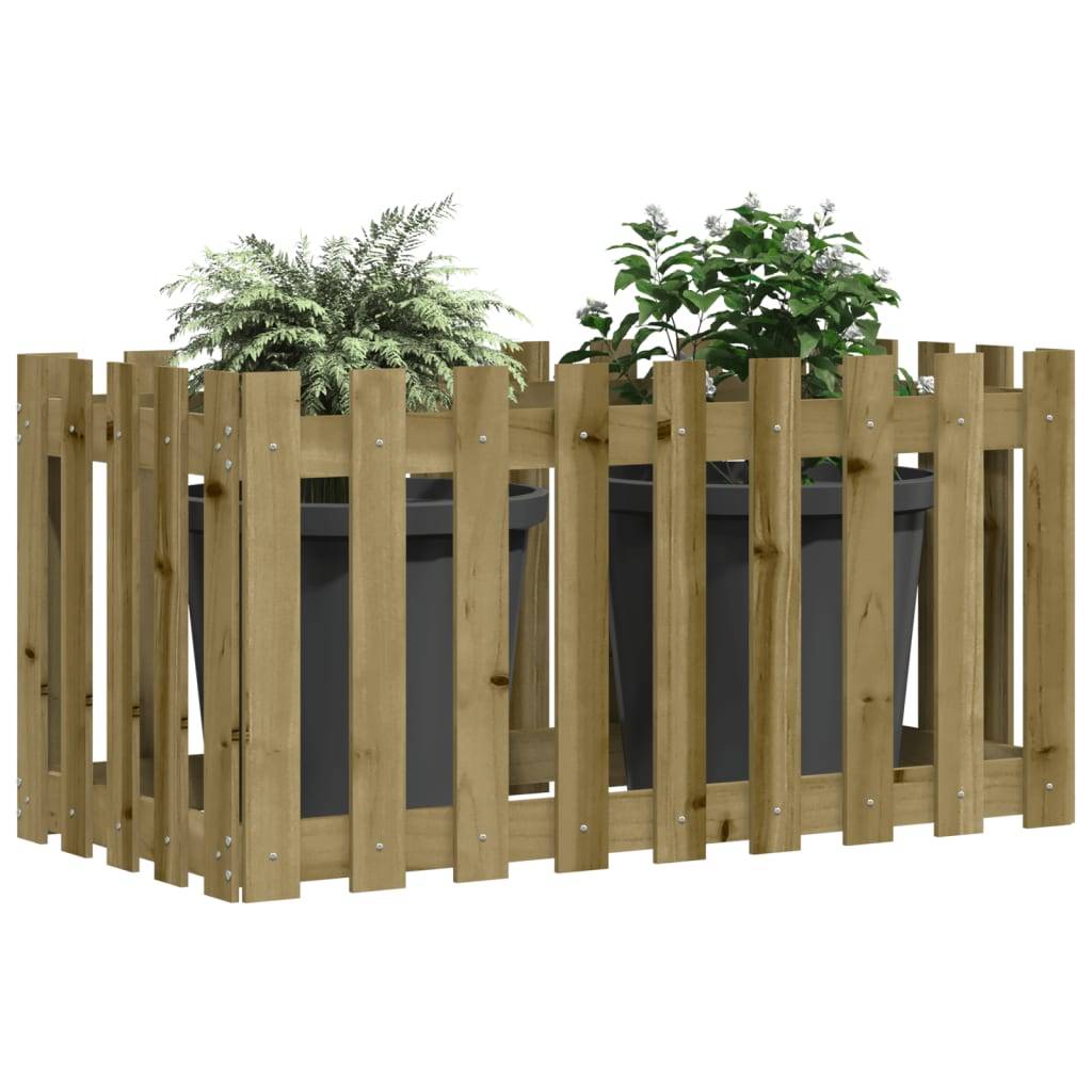 vidaXL Hochbeet Lattenzaun-Design 100x50x70 cm Kiefernholz Imprägniert