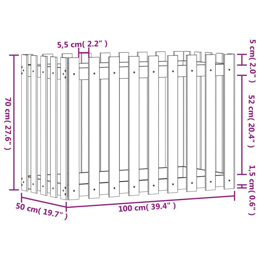 vidaXL Hochbeet Lattenzaun-Design 100x50x70 cm Kiefernholz Imprägniert