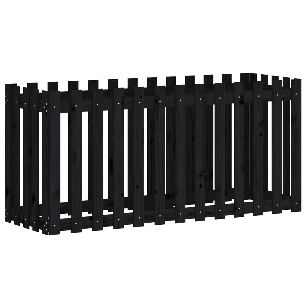 vidaXL Hochbeet Latten-Design Schwarz 150x50x70 cm Massivholz Kiefer