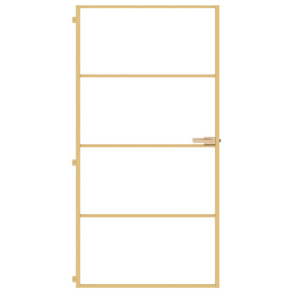 vidaXL Innentür Schlank Golden 102,5x201,5 cm Hartglas und Aluminium